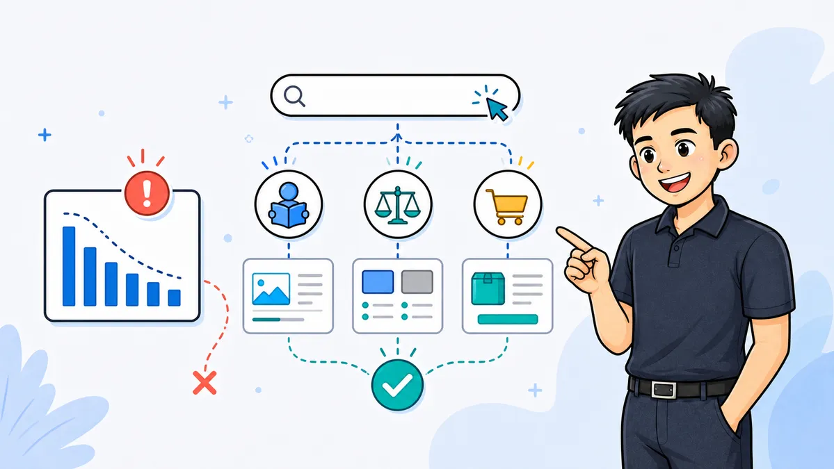 Ilustrasi Habib Hidayat menjelaskan jalur search intent dan peringatan agar tidak hanya melihat volume keyword