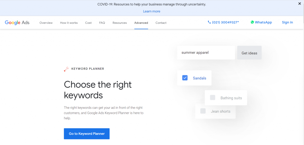 Tools Digital Marketing - Google Keyword Planner